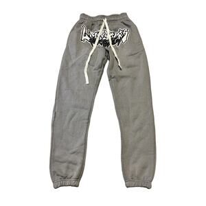LiveYours Mens Grey Zip Up Set Sweatpants Size Small Streetwear Graphic Joggers